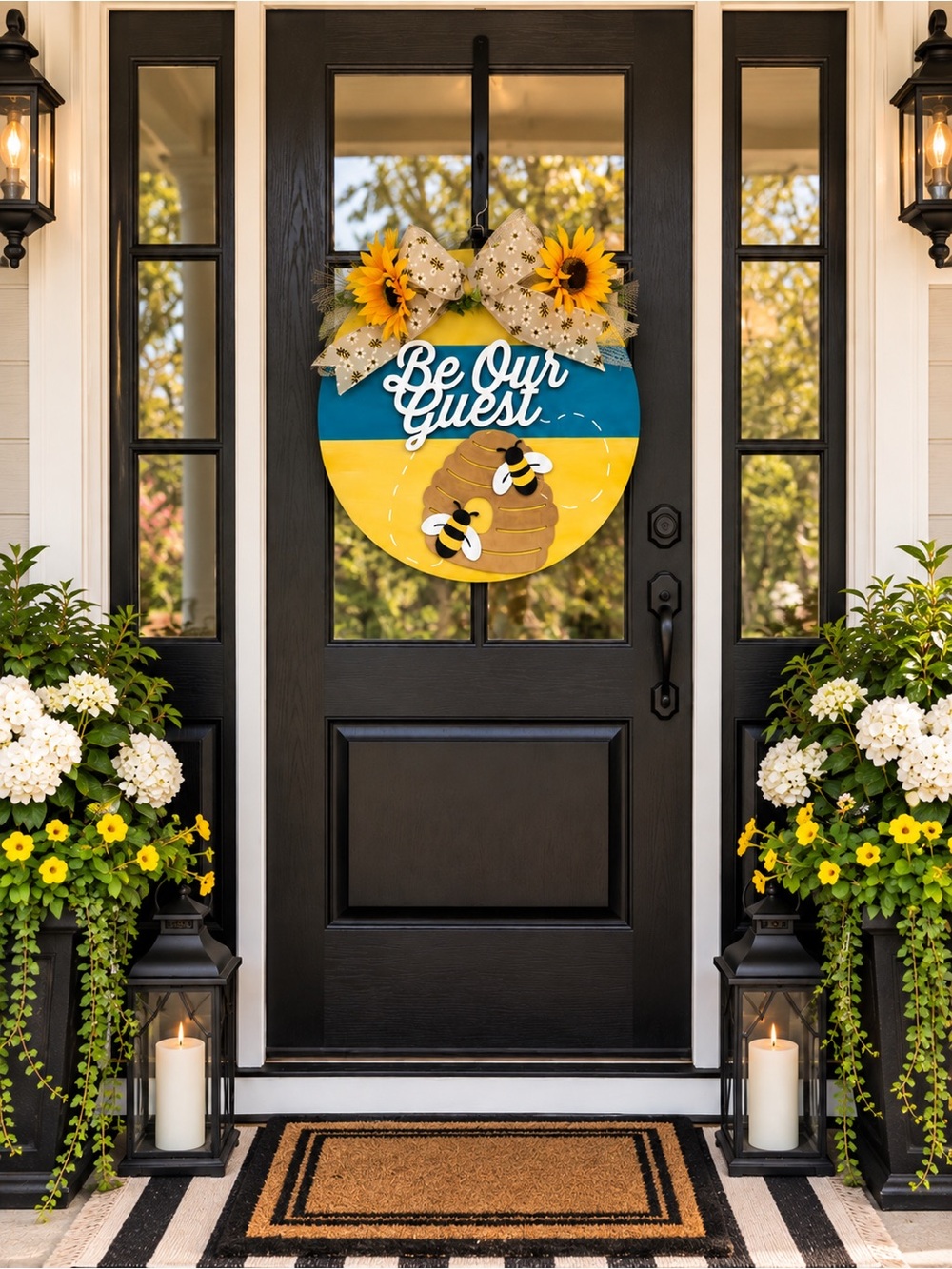 Bee & Sunflower Welcome Door Hanger